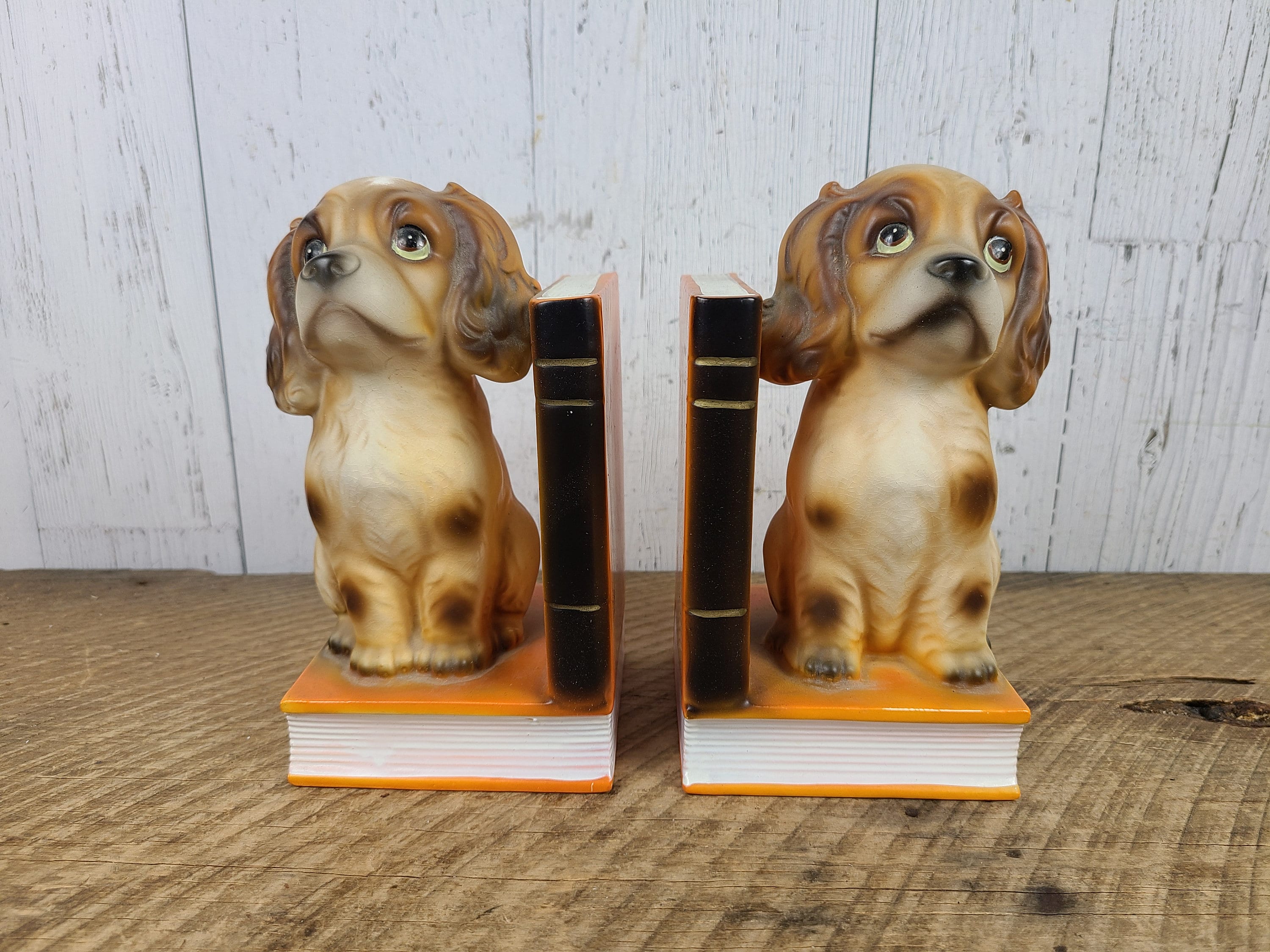 Home & Living Bookends Vintage Dog Bookend Ceramic Puppy Set Book End