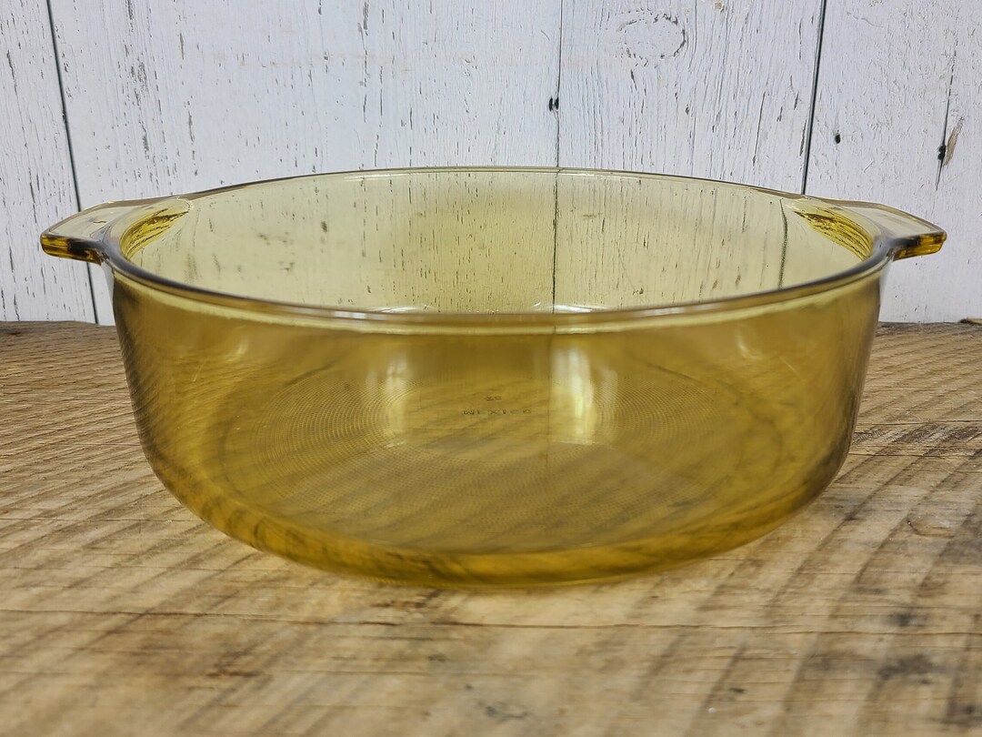 Vintage Honey Amber Glass Baking Dish Forte Crisa Mexico Casserole Pan