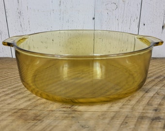 Vintage Honey Amber Glass Baking Dish Forte Crisa Mexico Casserole Pan Yellow Mid Century Modern Oven Proof Ovenware Bakeware