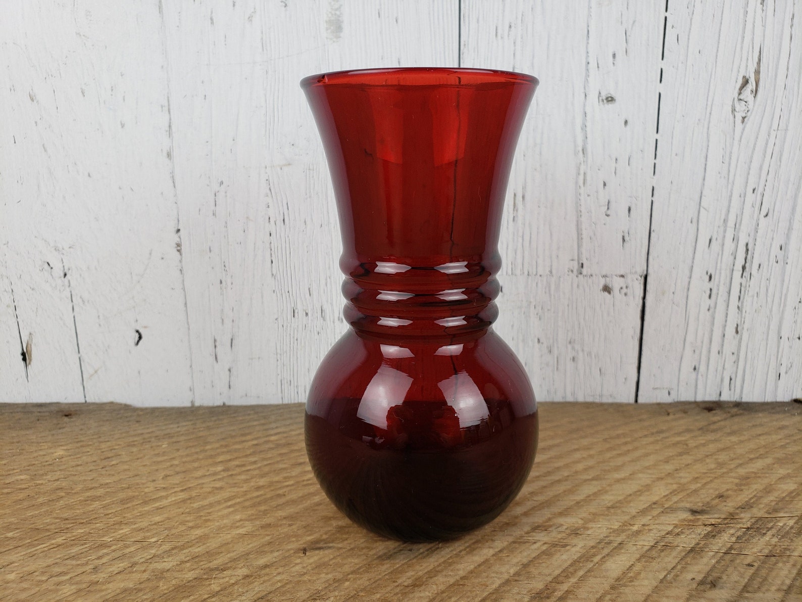 Vintage Ruby Red Glass Vase 6.25 Decorative Flower Etsy