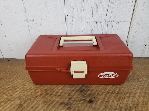 Vintage Old Pal Fishing Tackle Box Rust Color Plastic Treasure Box