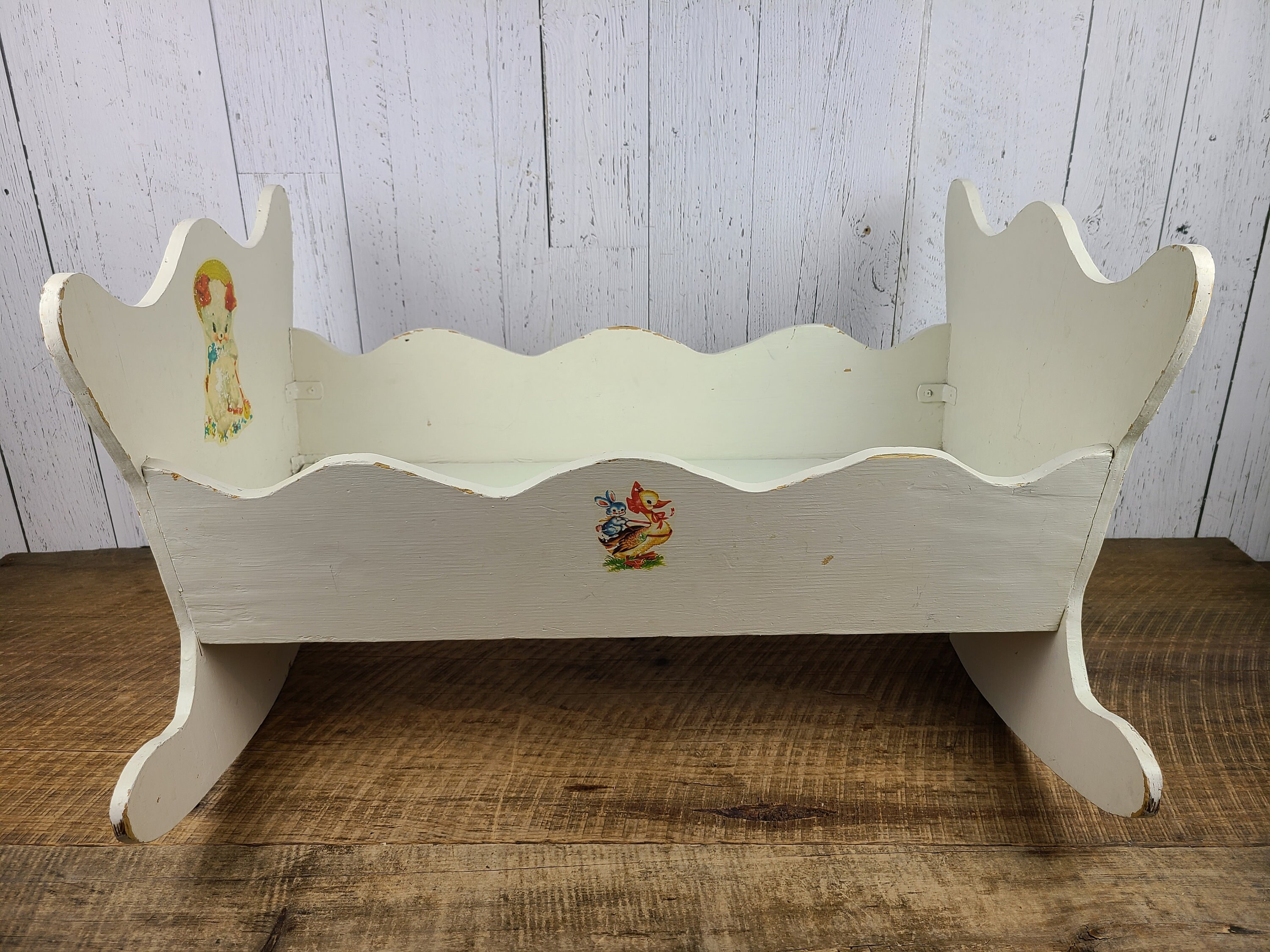 Vintage Baby Cradle Wood Rocking Child Furniture Wooden Cottage Chic  Farmhouse Nursery Decor Decorative Retro Prop Gift for Favorite Doll -   Finland