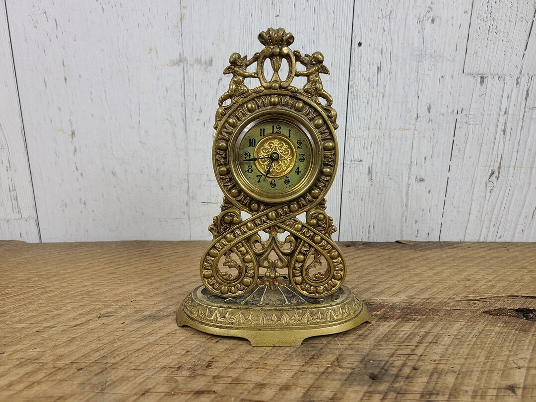 Antique Circa 1890 the British United Clock Co. Brass Copper Mantel