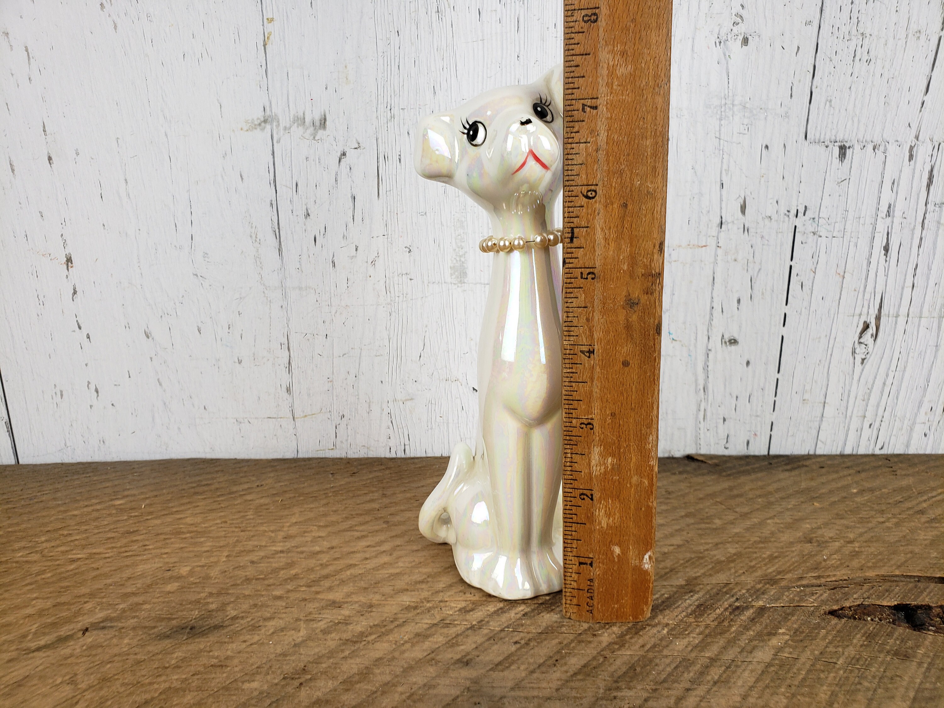 Vintage 60s White Ceramic Dog Statue Figure 7.5 High Etsy.de