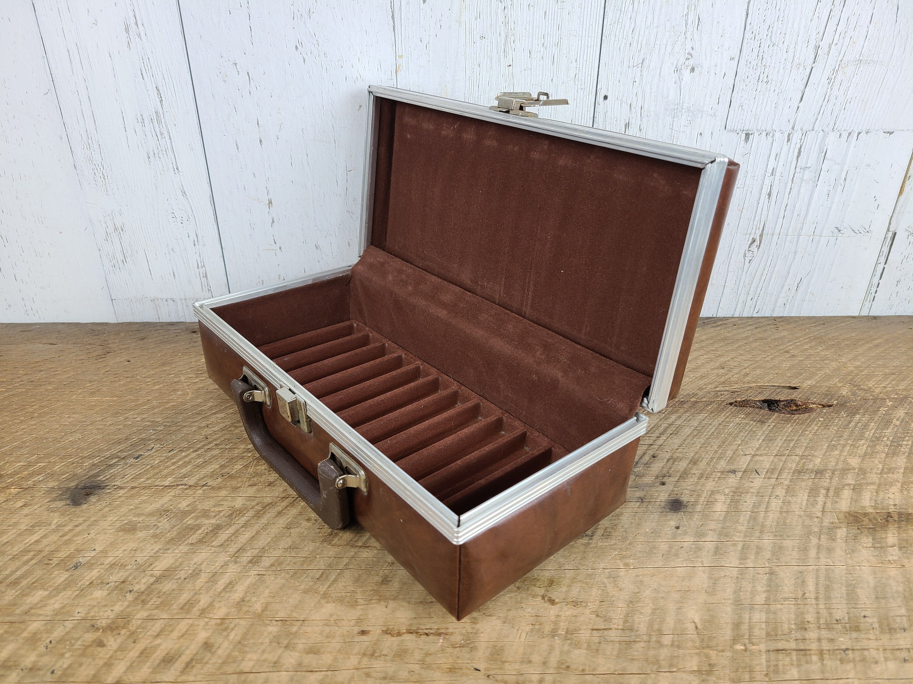 Vintage 12 Units Cassette Tape Carry Case Storage Box Faux Leather