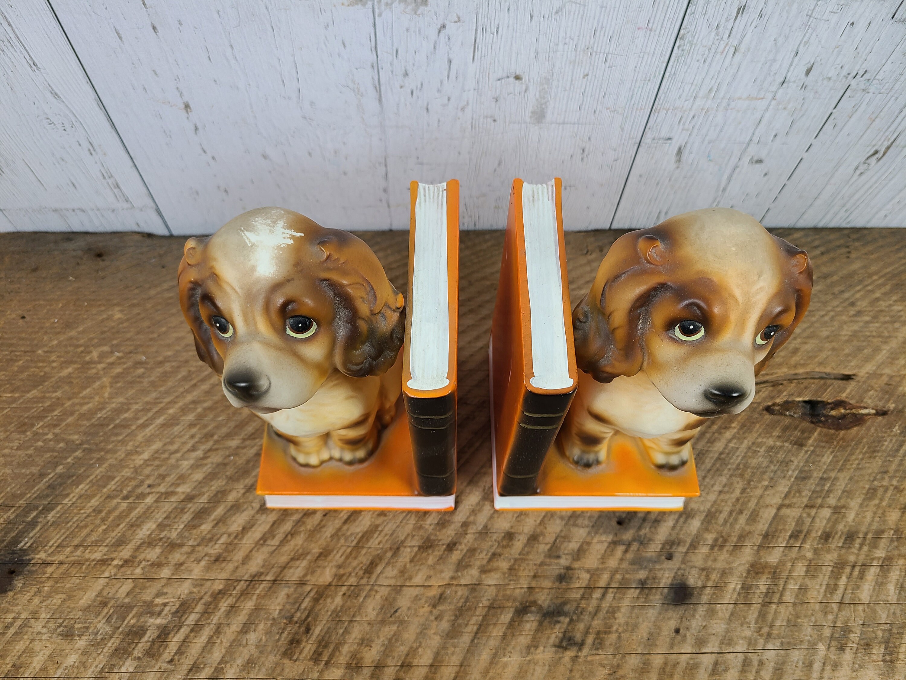 Home & Living Bookends Vintage Dog Bookend Ceramic Puppy Set Book End