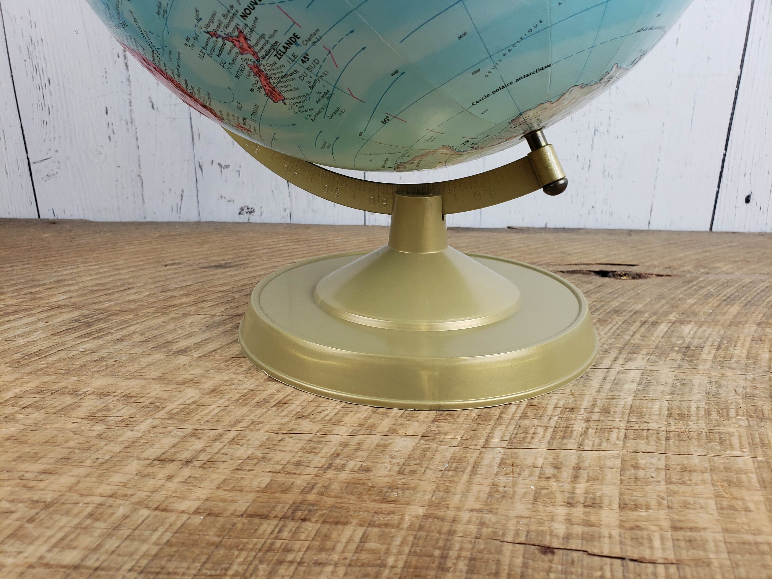 Vintage Desk Globe World 12 in French Raised Relief Etsy