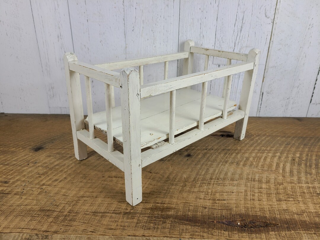 Vintage White Wooden Baby Crib Wood Child Playroom Furniture Etsy