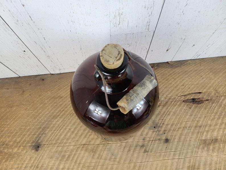 Vintage Brown Glass Gallon Jug Smoked Glass Bottle Dark Amber Etsy