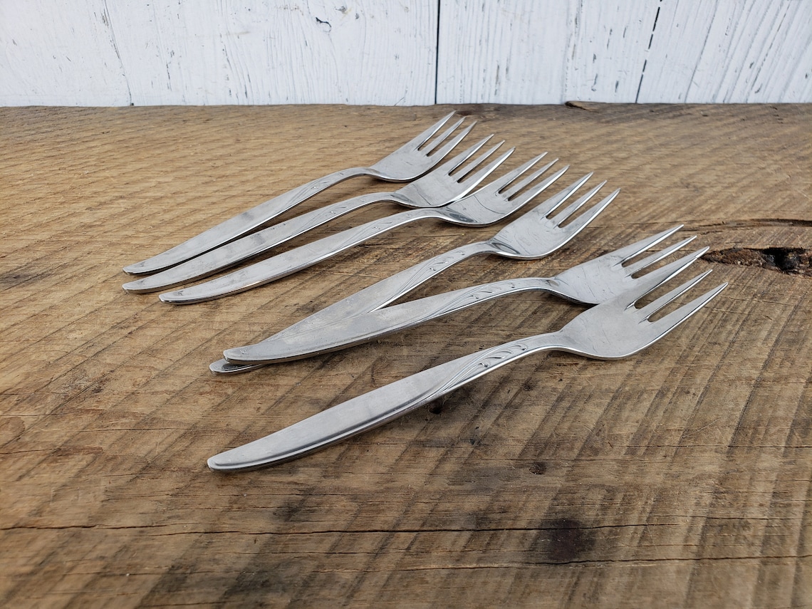 Vintage Set of 6 Hors D'oeuvres Forks 3 Tine Seafood Etsy