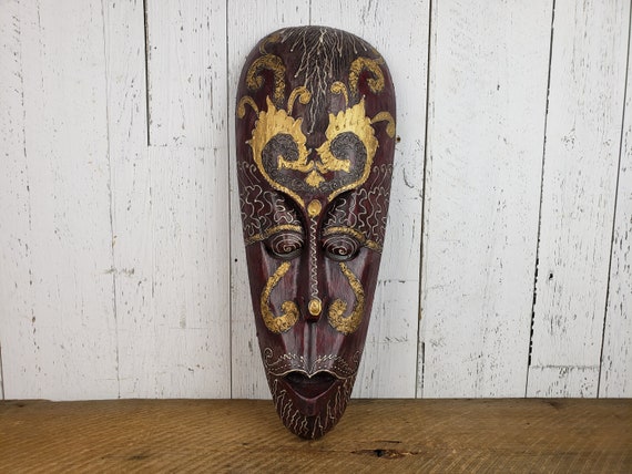 Vintage African Mask Hand Carved Wood Modern Mid Century - Etsy