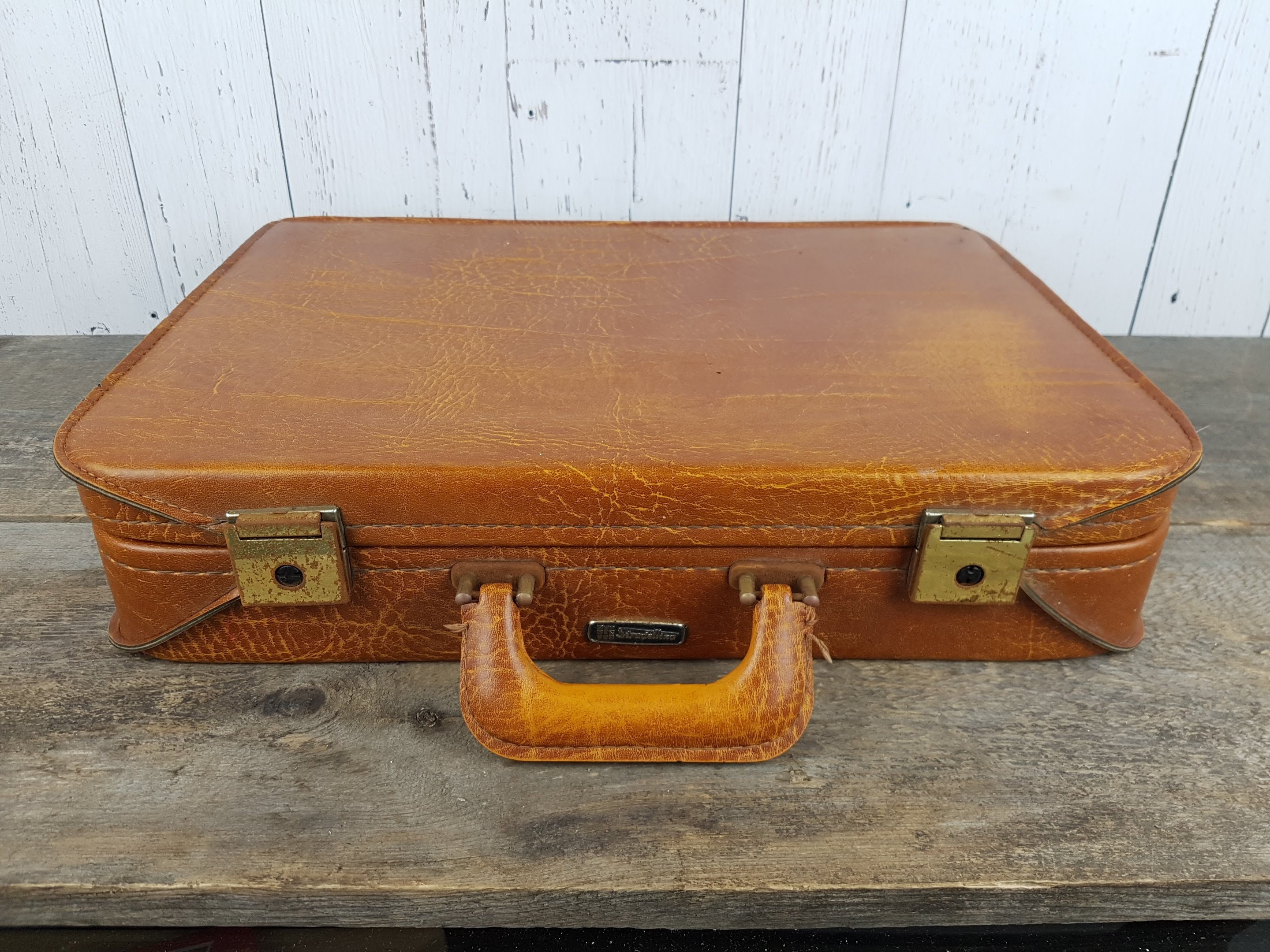 Vintage Stradellina Cognac Color Leather Briefcase Hard Case | Etsy