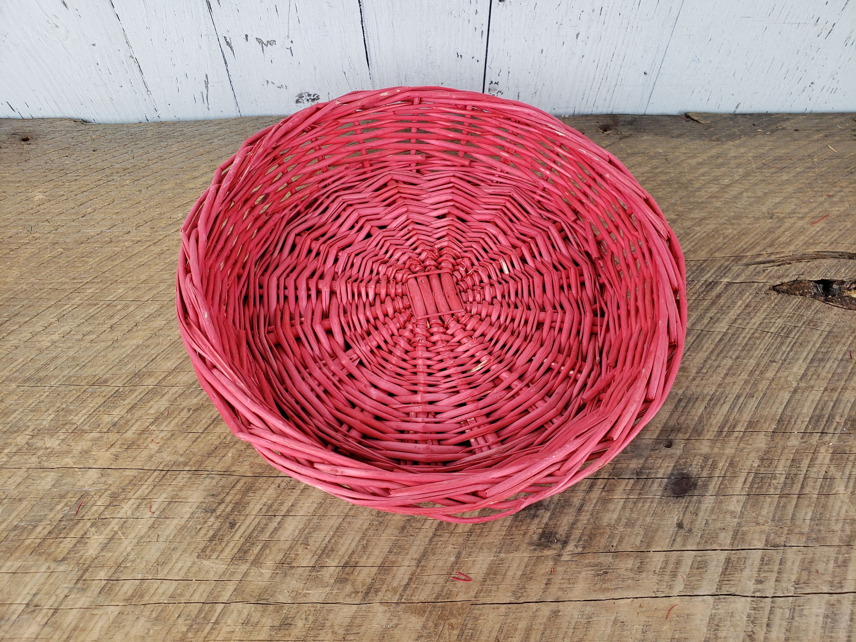 Vintage Red Wicker Storage Basket 2 High x 9 Wide Etsy