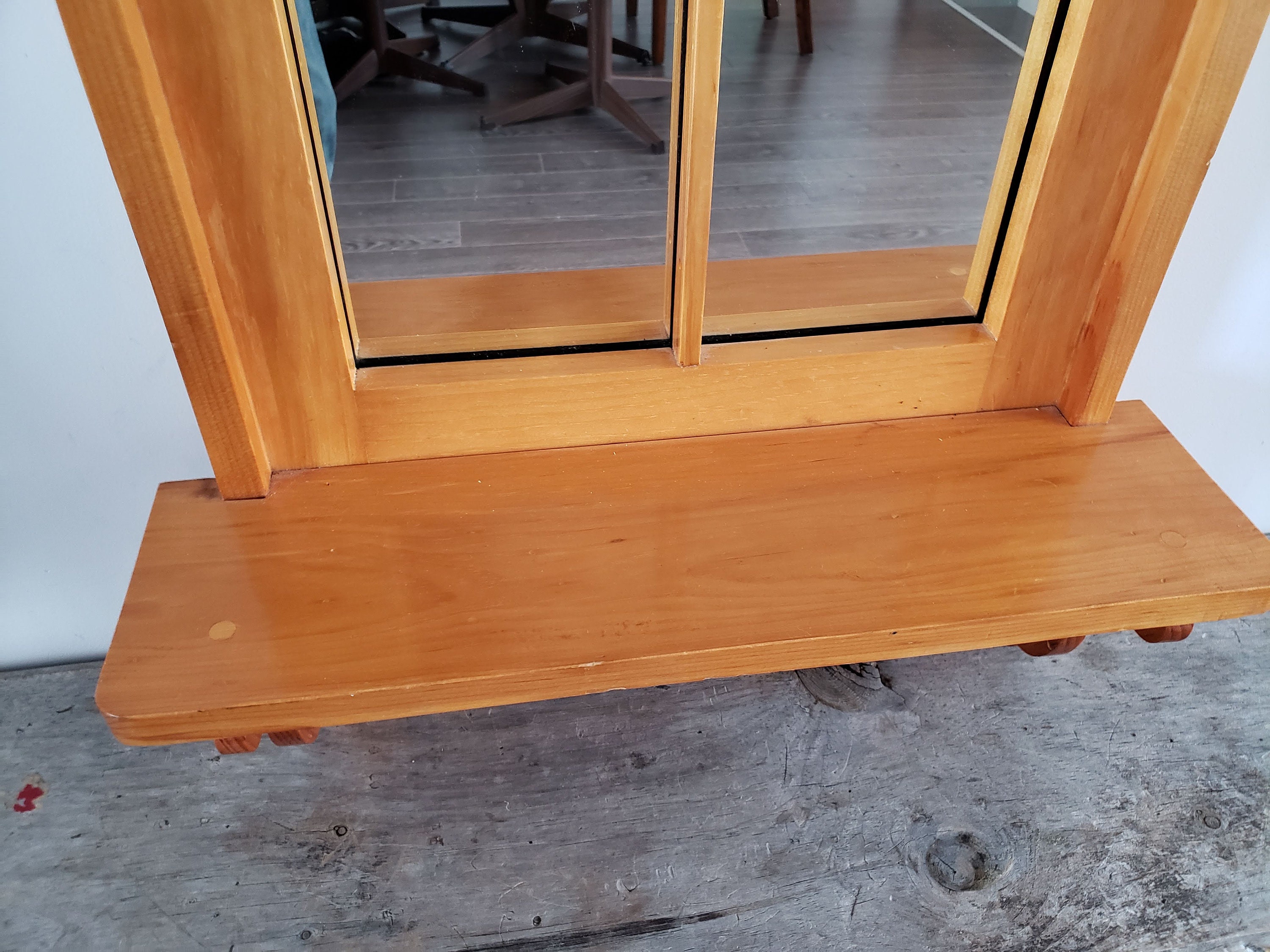 Vintage Wooden Wall Mirror W/ Shelf 4 Pane Window Style Etsy Singapore