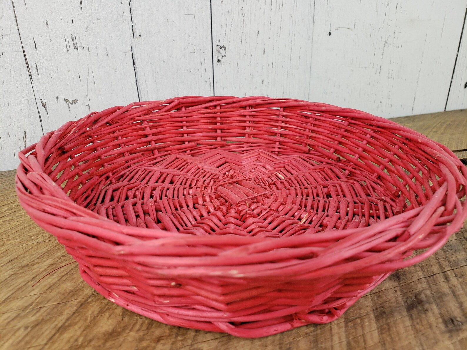 Vintage Red Wicker Storage Basket 2 High X 9 Wide Etsy
