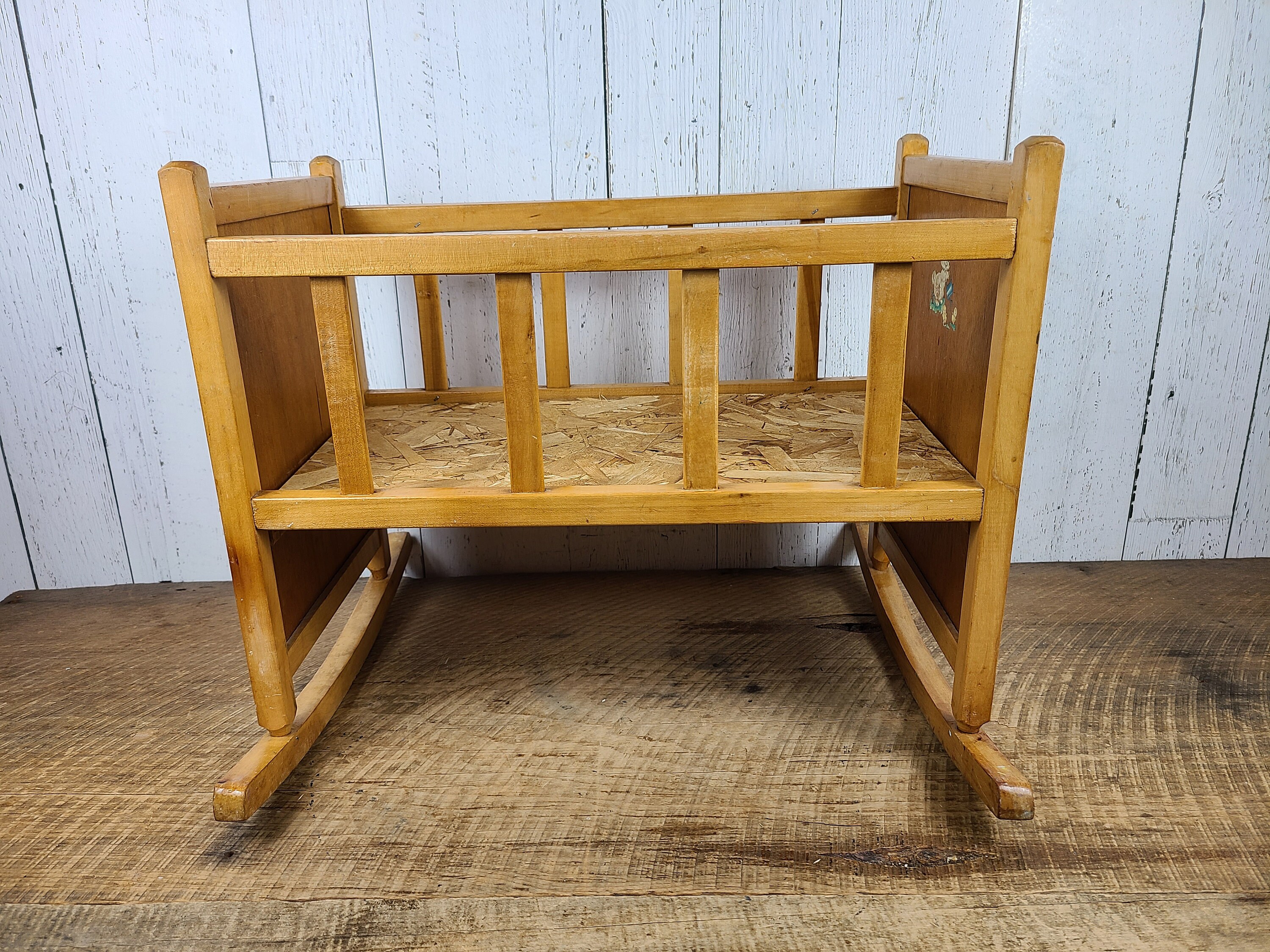 Vintage Baby Cradle Wood Rocking Child Furniture Wooden Etsy Canada