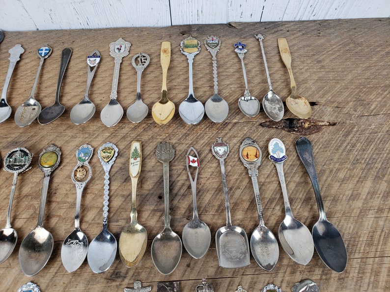 Vintage Lot of 40 Collectible Spoons Circa 60s-80s Large Instant Collection Travel /& More Unique Souvenir Gifts Worldwide Cities Countries