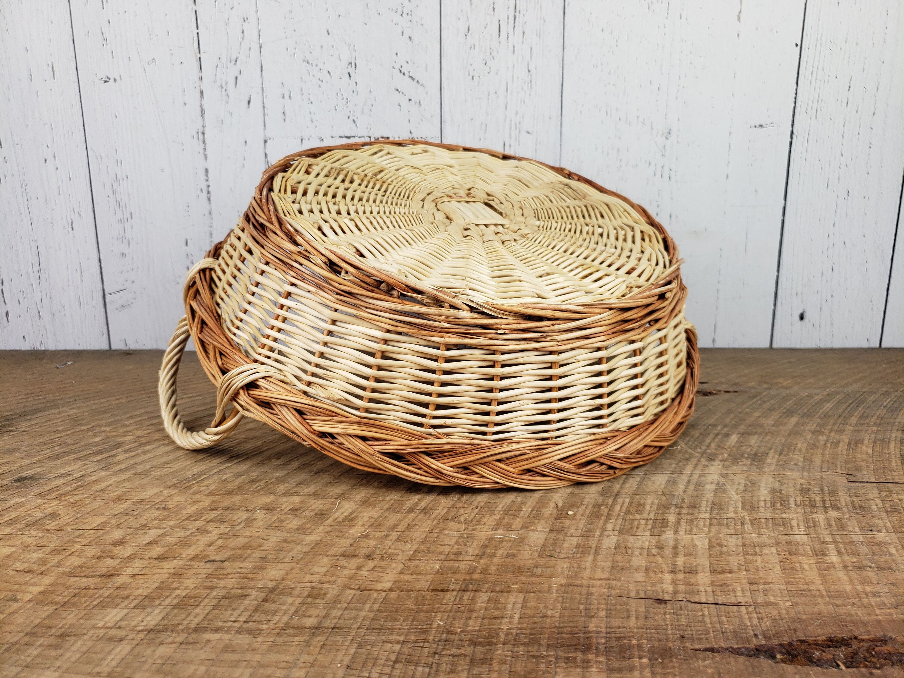 Vintage Rustic Rattan Basket 3 High x 14 Wide Etsy