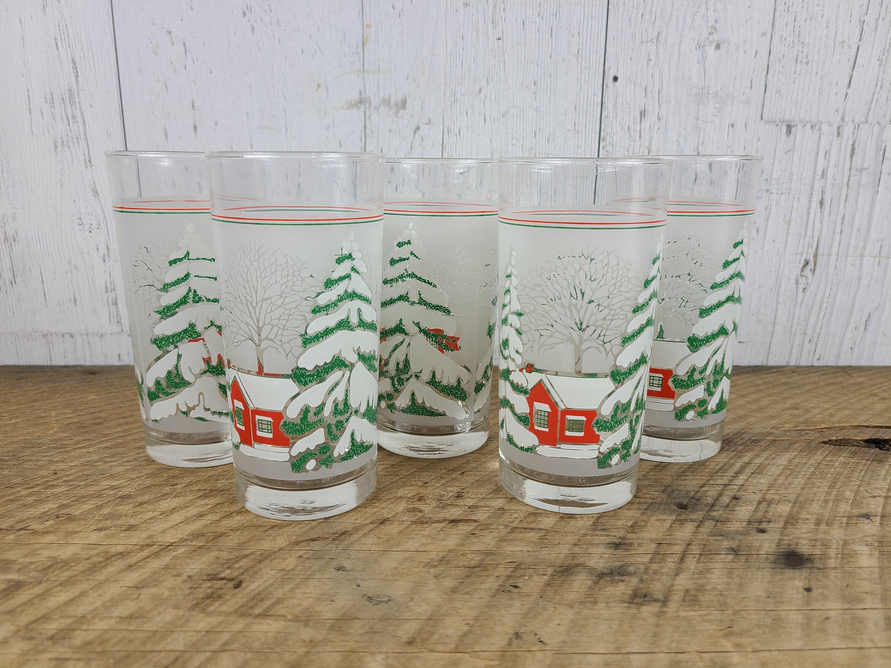 christmas water glasses