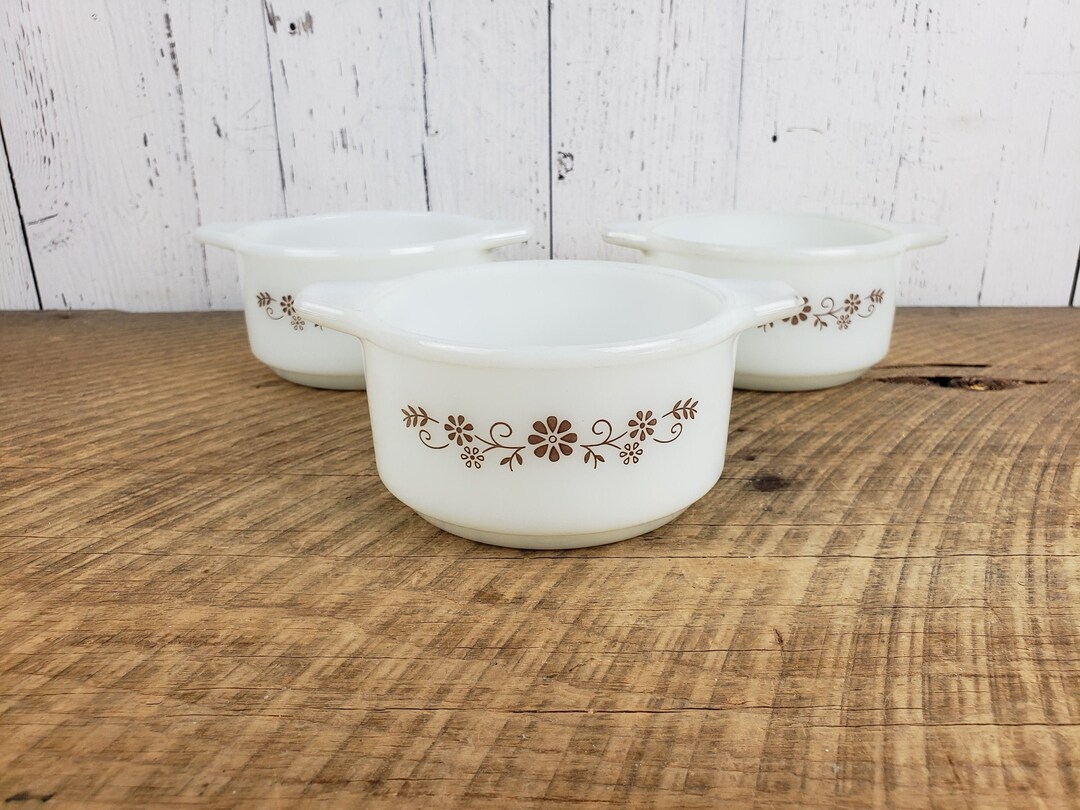 Vintage Set of 3 Dynaware Termocrisa Glassware Individual Casserole