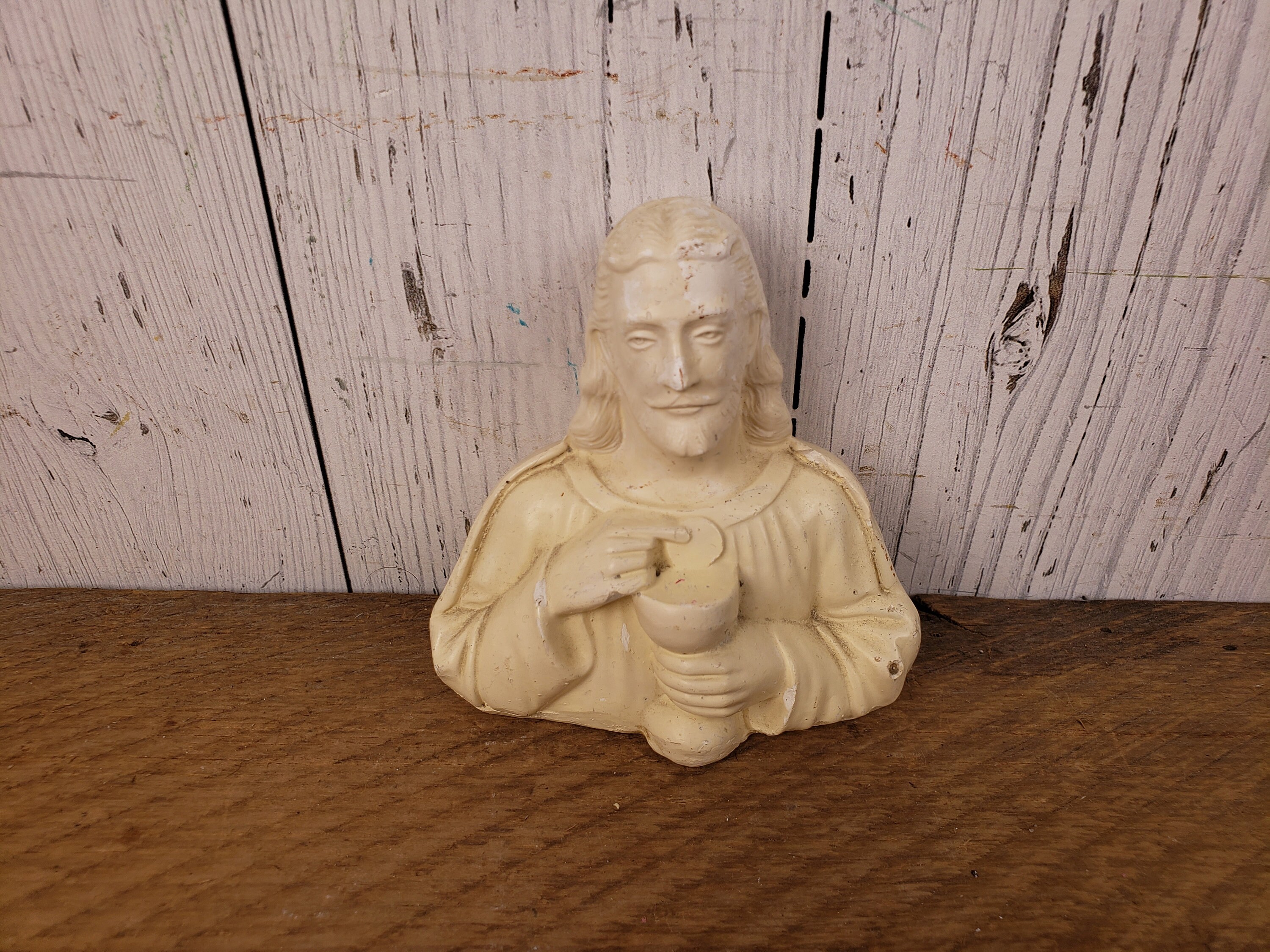 Vintage Jesus Christ Statue Chalkware Figure 4 Plaster Statue Christ