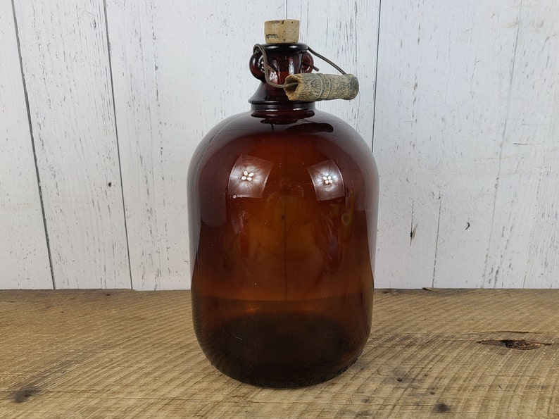 Vintage Brown Glass Gallon Jug Smoked Glass Bottle Dark Amber Etsy