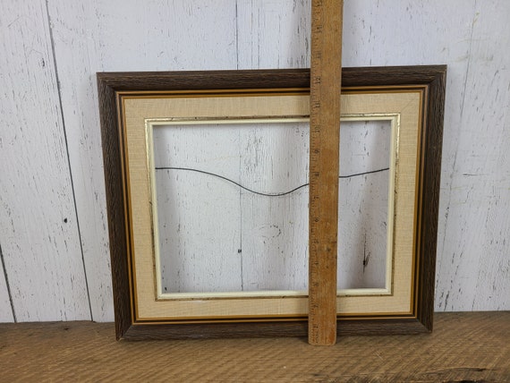 Vintage Wooden Picture Frame 12.5x14.5 for 8x11 Artwork Gold Trim