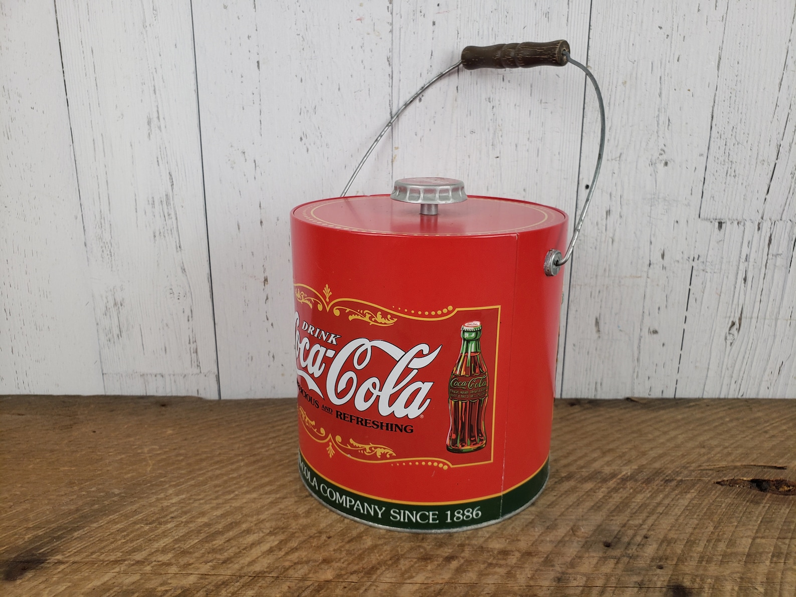 Vintage Coca Cola Ice Bucket Coke Red Metal & Plastic Soft Etsy