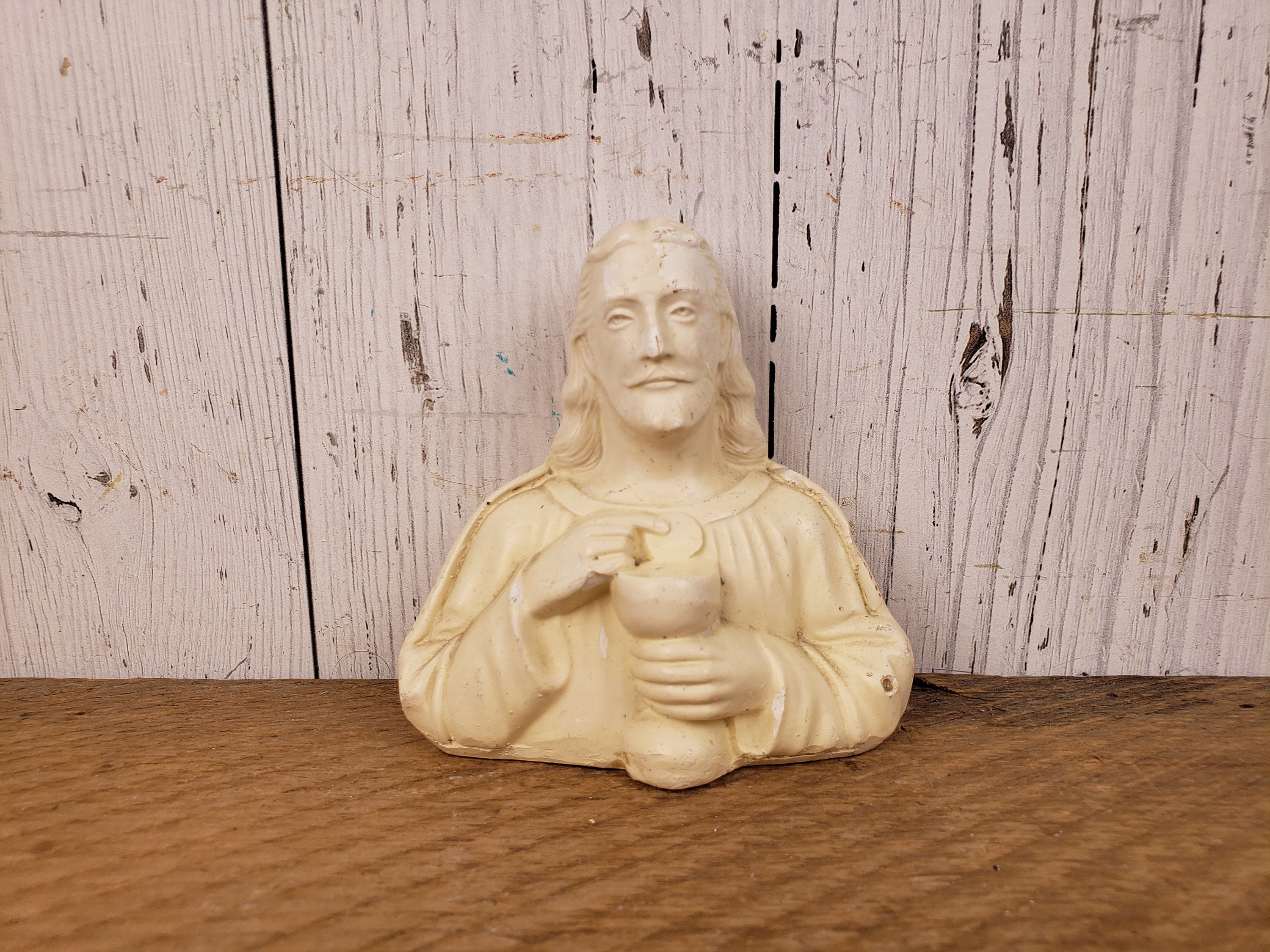 Vintage Jesus Christ Statue Chalkware Figure 4 Plaster Statue Christ
