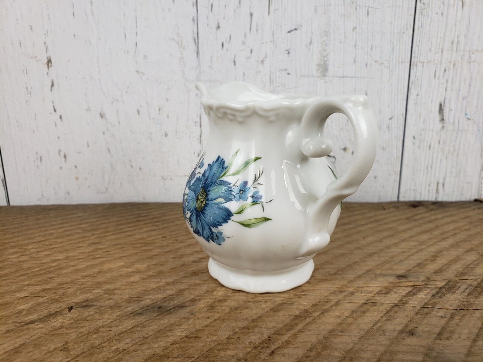 Vintage Blue Flower Creamer Pitcher Floral Japan Ceramic Cream Etsy