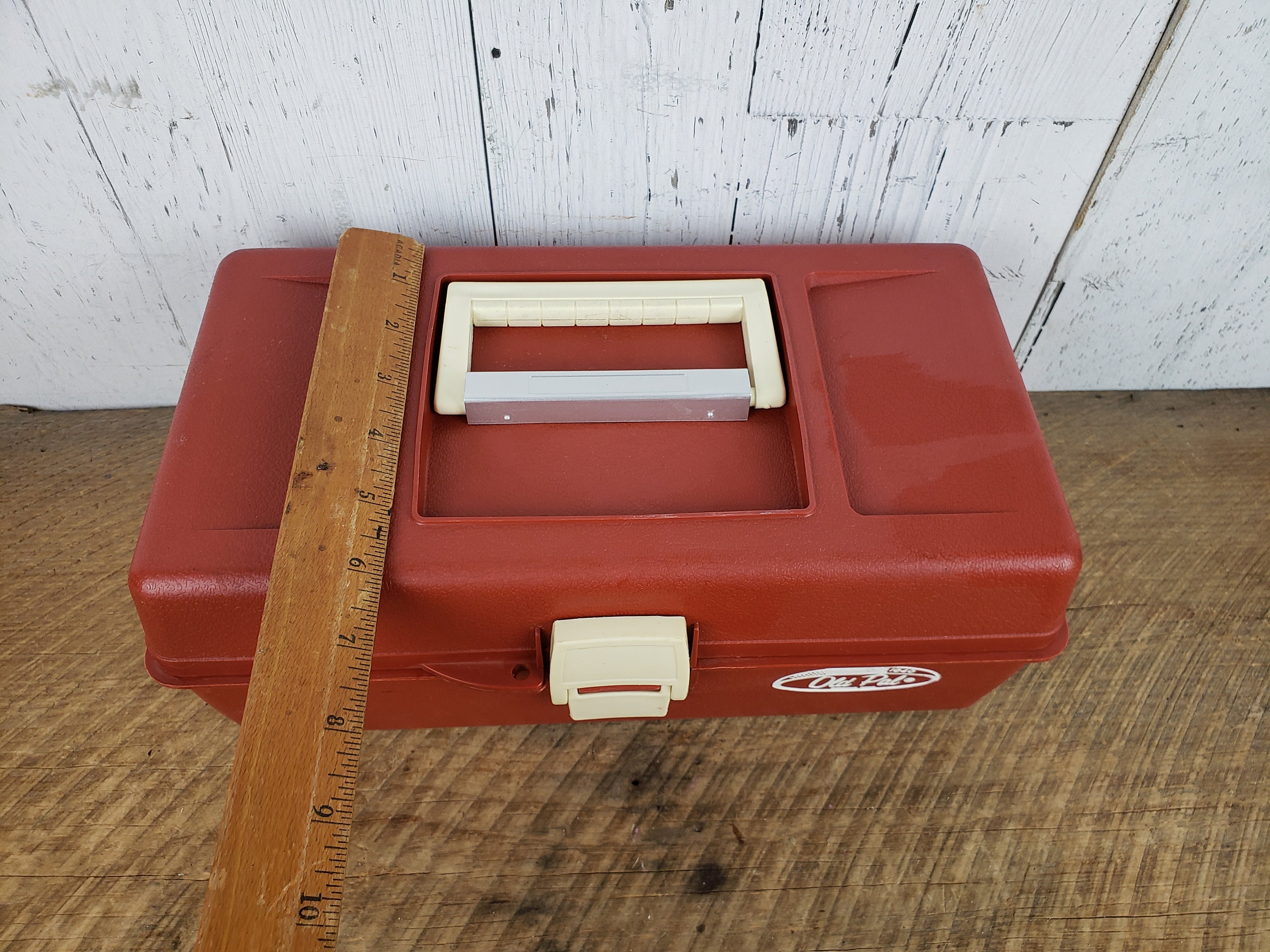 Vintage Old Pal Fishing Tackle Box Rust Color Plastic Treasure Box Retro  Storage Home Organization Container Toolbox Industrial Cabin Decor -   Singapore