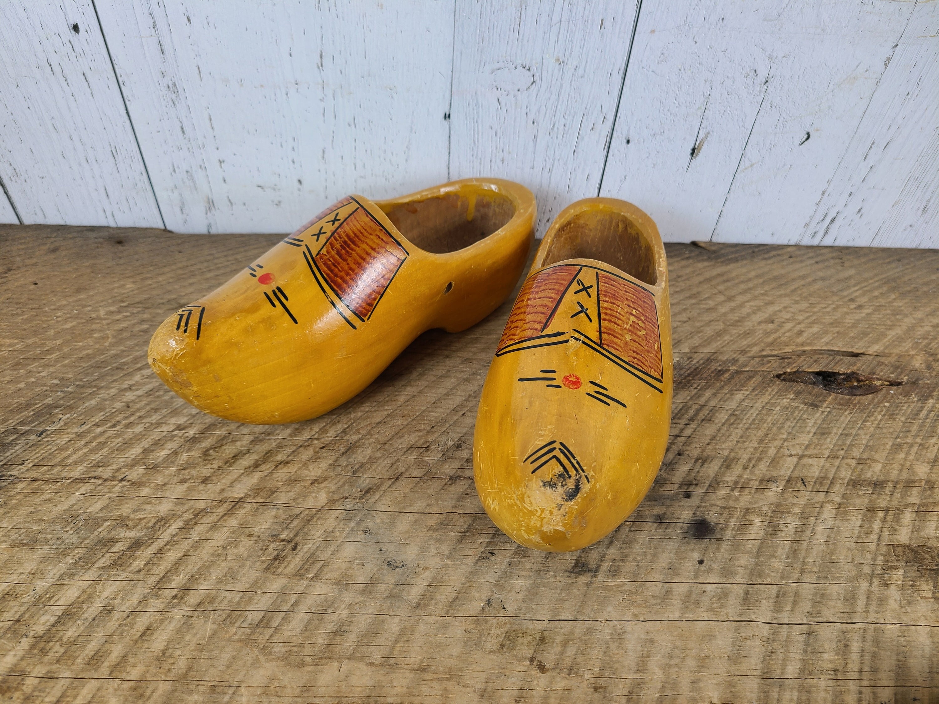 Vintage Swedish Wooden Gnome Shoes Wooden Doll Shoes Wooden Shoes Doll  Supplies Wooden Shoes Fairy Garden Nr 7 