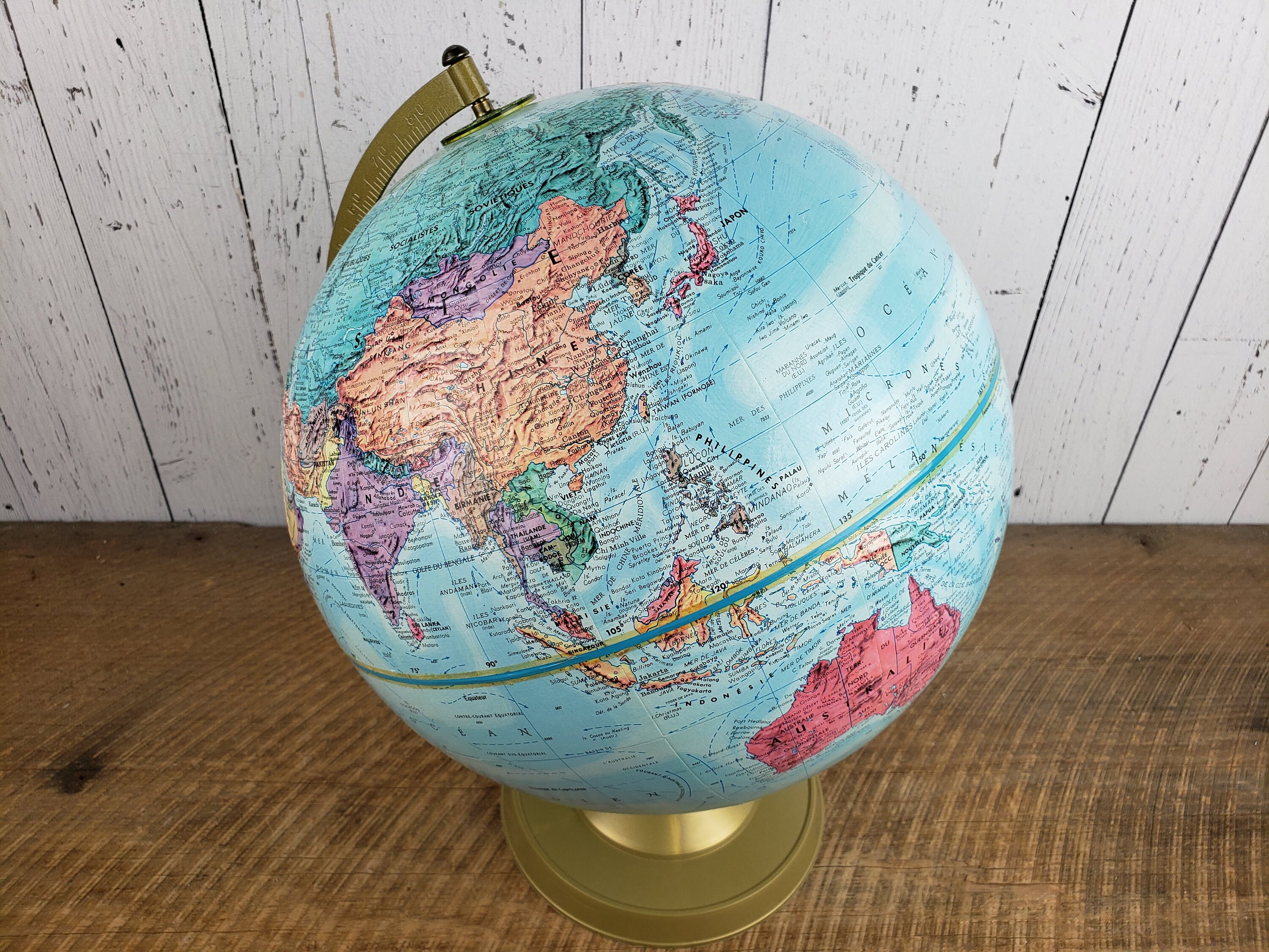Vintage Desk Globe World 12 in French Raised Relief Etsy