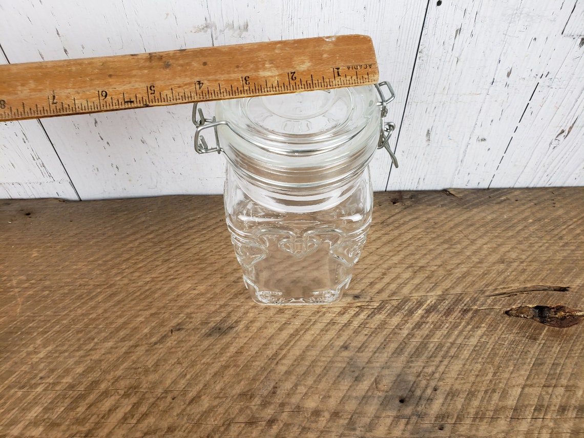 Vintage Glass Jar w/ Flip Top Lid Kitchen Pantry Food Storage Etsy