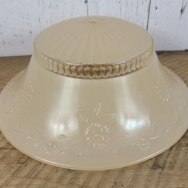 Vintage Art Deco Glass Light Fixture Shade 10" Diameter Replacement Round Center Hole Ceiling Lampshade Lamp Lighting Part Hollywood Regency