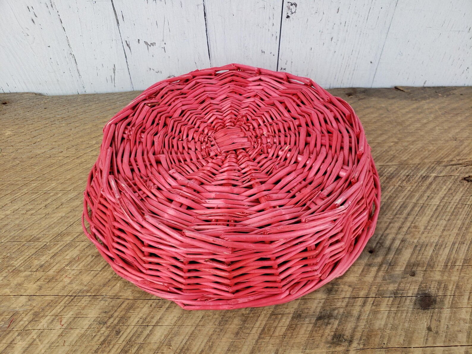 Vintage Red Wicker Storage Basket 2 High x 9 Wide Etsy
