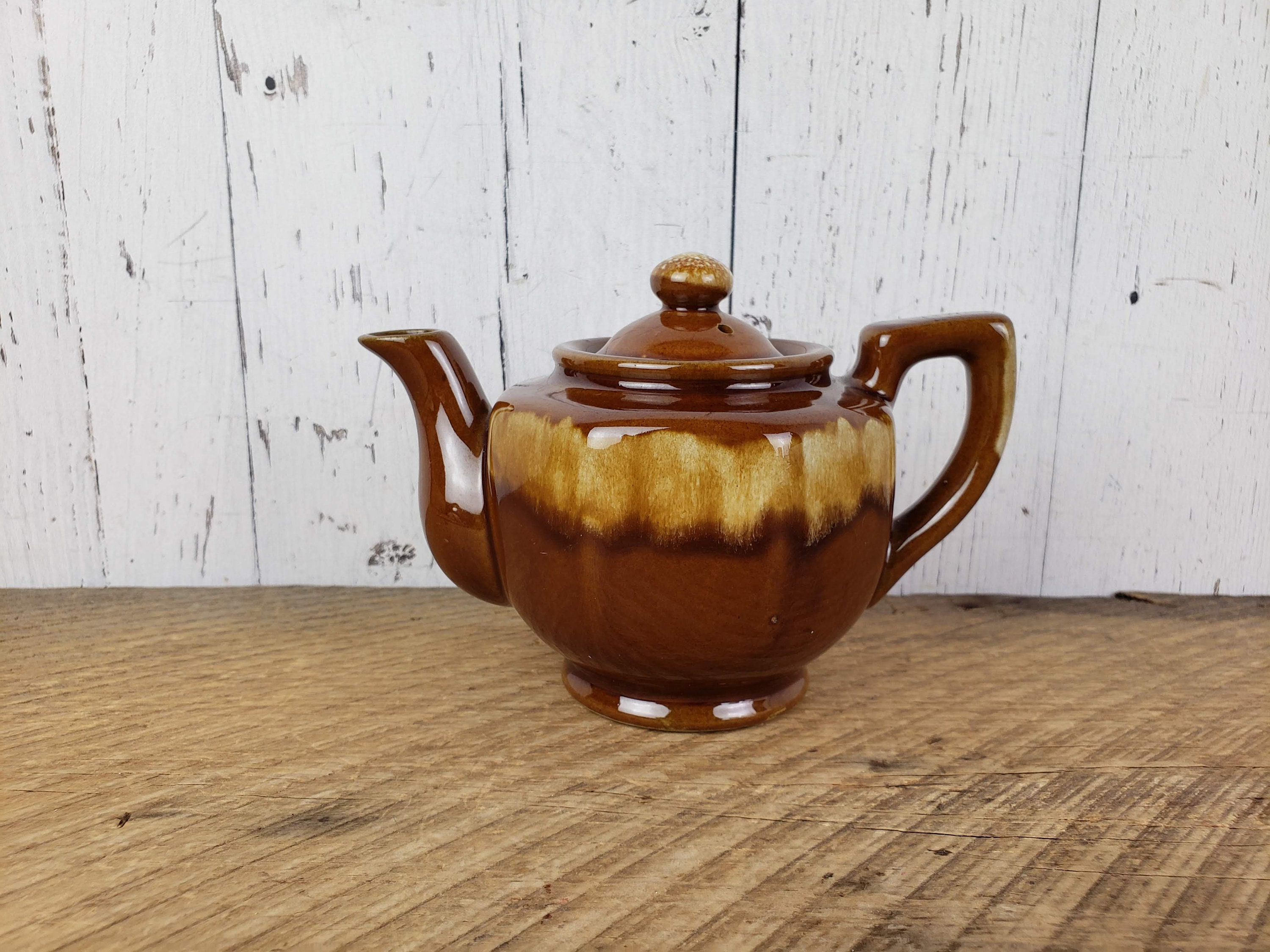 Vintage Single Serving Brown Stoneware Octagon Teapot 1.5 Cups Etsy