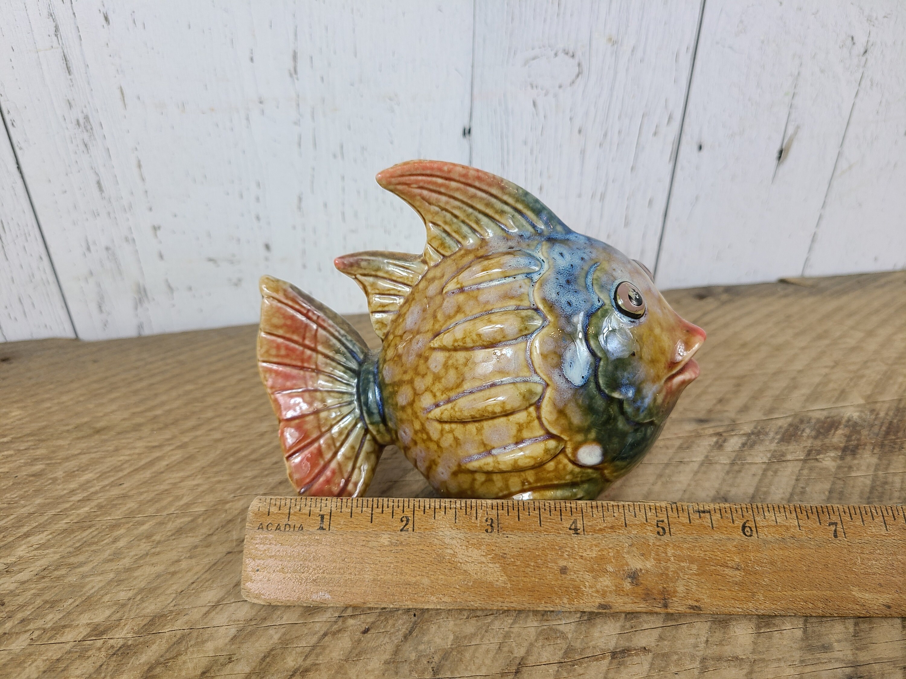 Vintage Ceramic Fish Bank Collectible Coin Bank Money Saver Retro Ocean