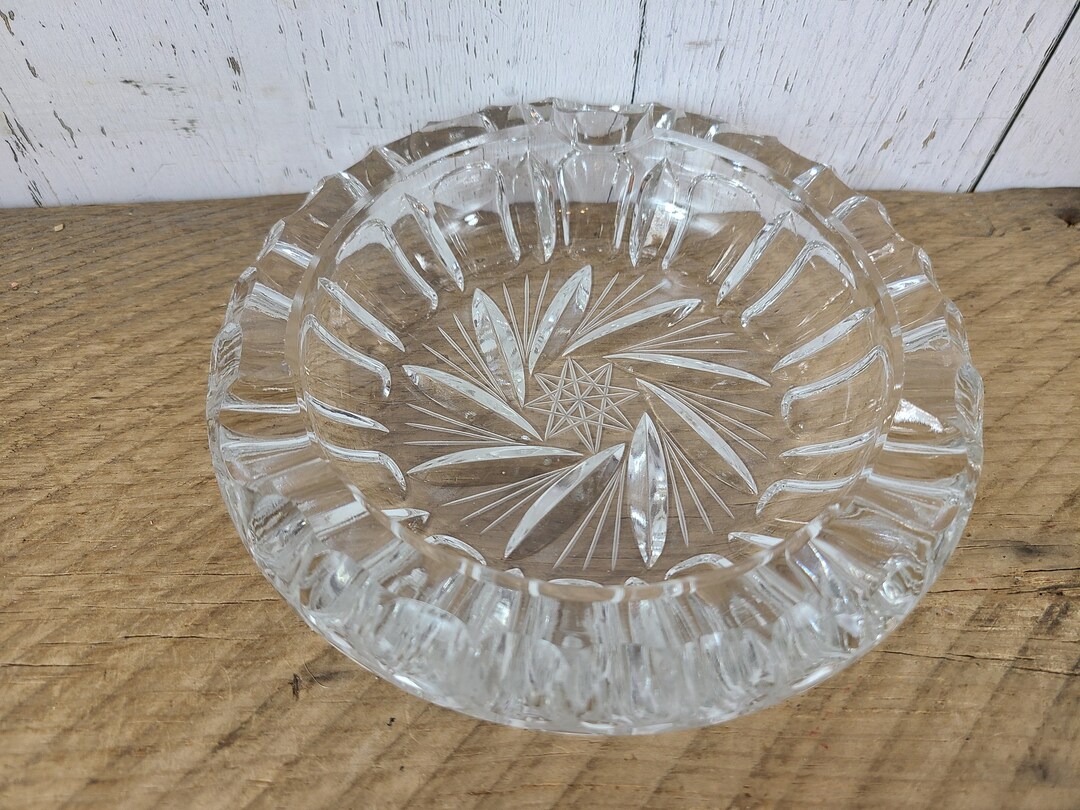 Vintage Crystal Cut Glass Ashtray 6 Pinwheel & Star Etsy