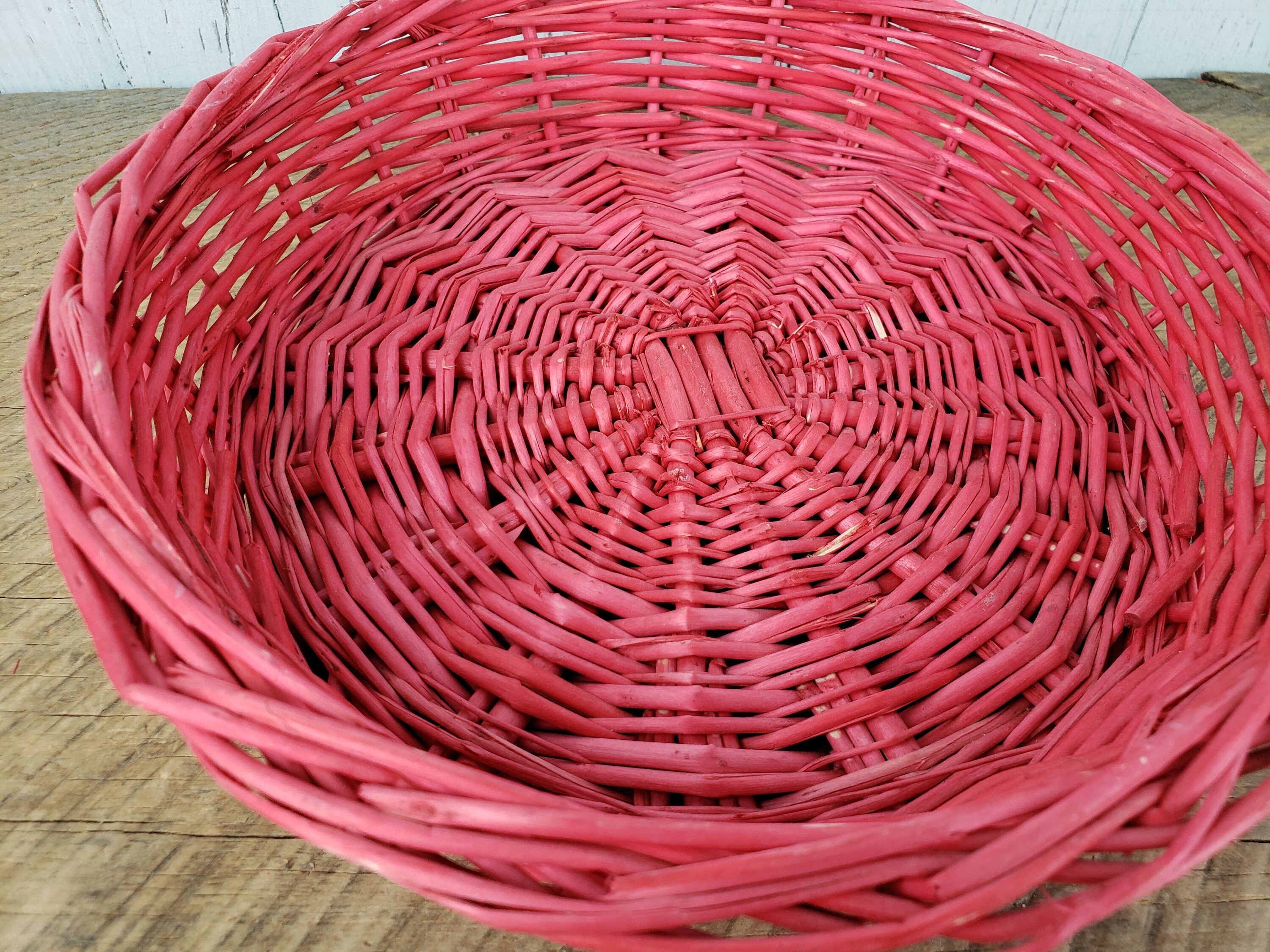 Vintage Red Wicker Storage Basket 2 High x 9 Wide Etsy