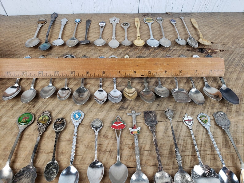 Vintage Lot of 40 Collectible Spoons Circa 60s-80s Large Instant Collection Travel /& More Unique Souvenir Gifts Worldwide Cities Countries
