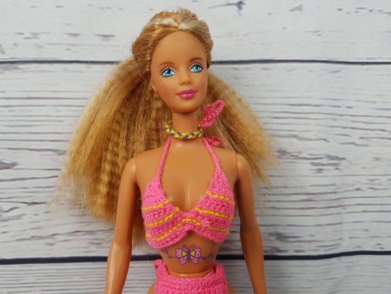 Vintage Butterfly Art Barbie Crimped Strawberry Blond Hair Etsy
