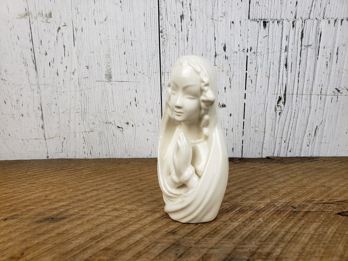 Vintage Virgin Mary Ceramic Statue White Saint Mother - Etsy UK