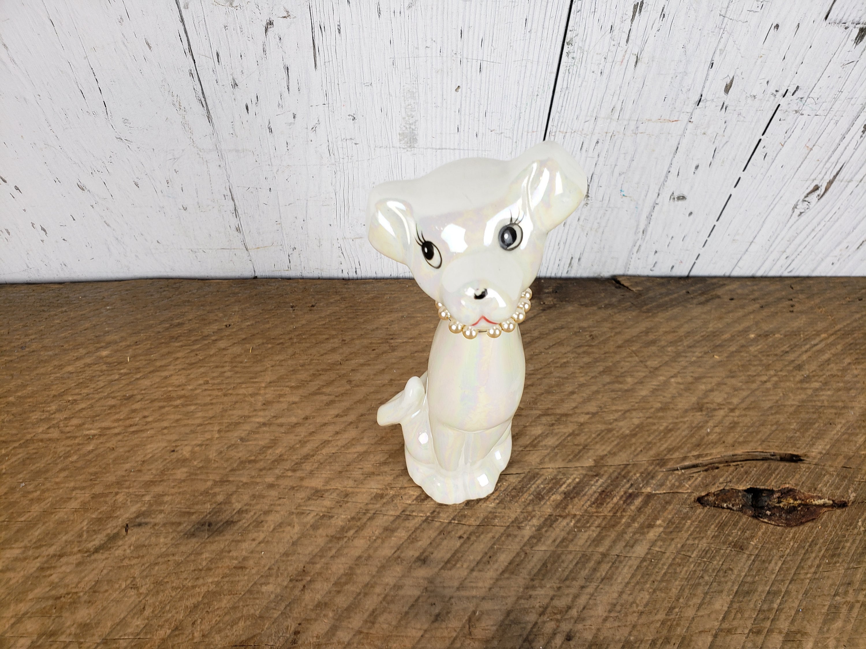 Vintage 60s White Ceramic Dog Statue Figure 7.5 High Etsy.de