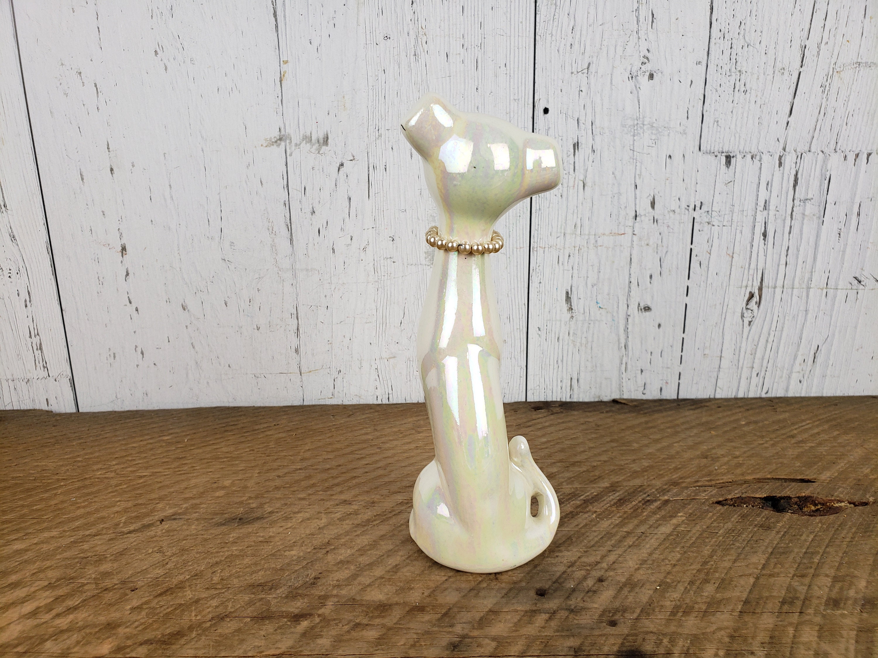 Vintage 60s White Ceramic Dog Statue Figure 7.5 High Etsy.de