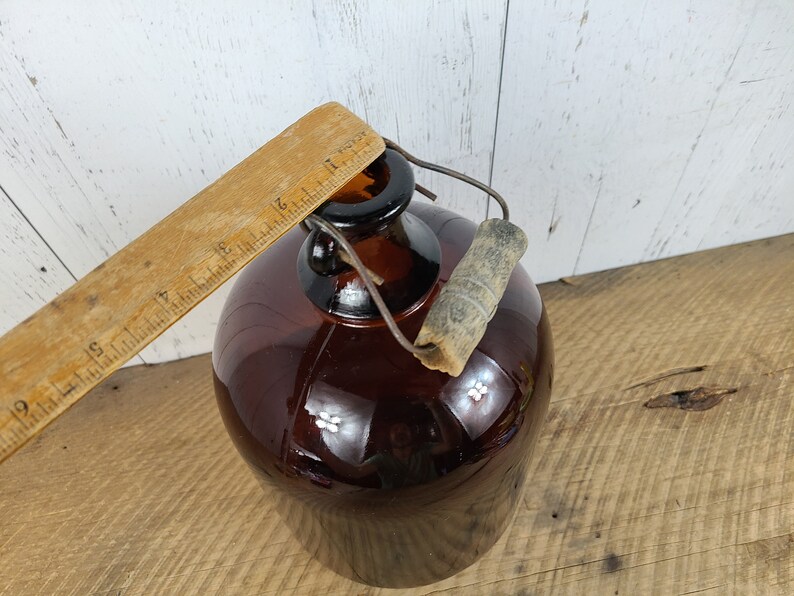 Vintage Brown Glass Gallon Jug Smoked Glass Bottle Dark Amber Etsy