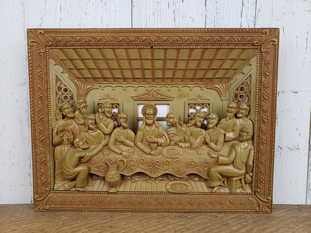 Vintage Last Supper Print Lightweight Plastic Frame Wall Hanging Art ...