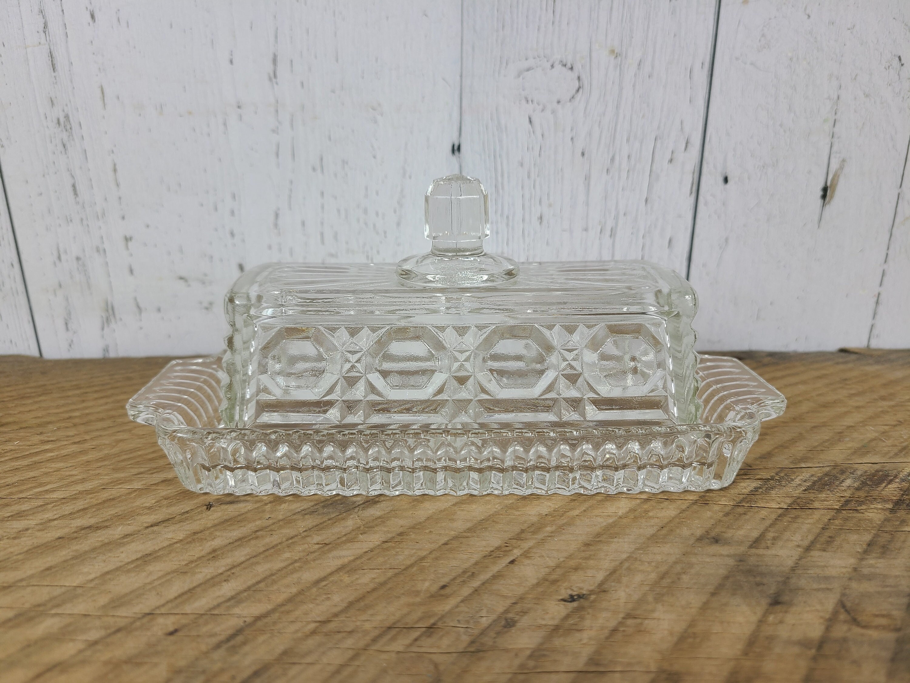 Vintage Federal Glass Butter Dish Windsor Pattern Plate W/ Lid Etsy