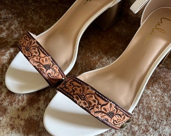 Tooled leather heels