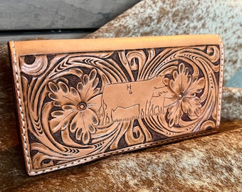 Custom tooled leather wallet